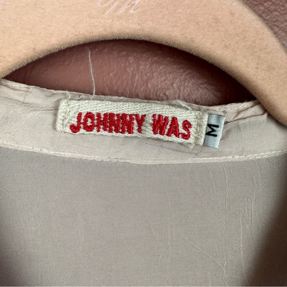 Johnny Was light pink size medium 1/2 button down blouse floral embroidered - Picture 7 of 7